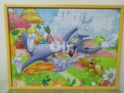 Framed with glass Tom & jerry comoleted puzzle 500 pcs 52*39cm