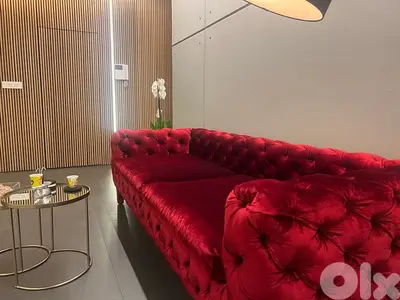 Red Velvet Chesterfield sofa