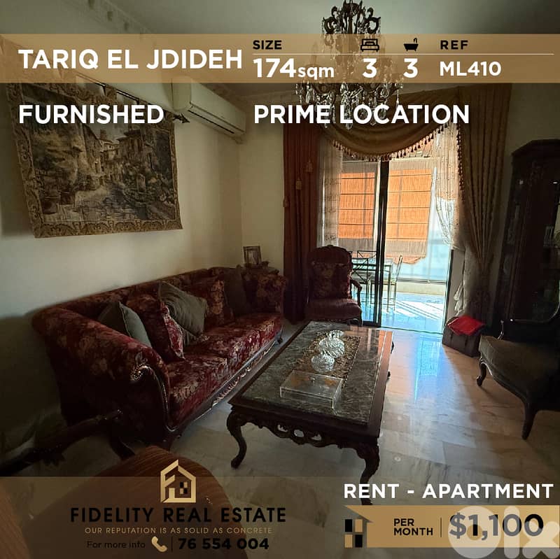 Apartment for rent Tariq El Jdideh ML410 شقة  للإيجار في طريق الجديدة 0