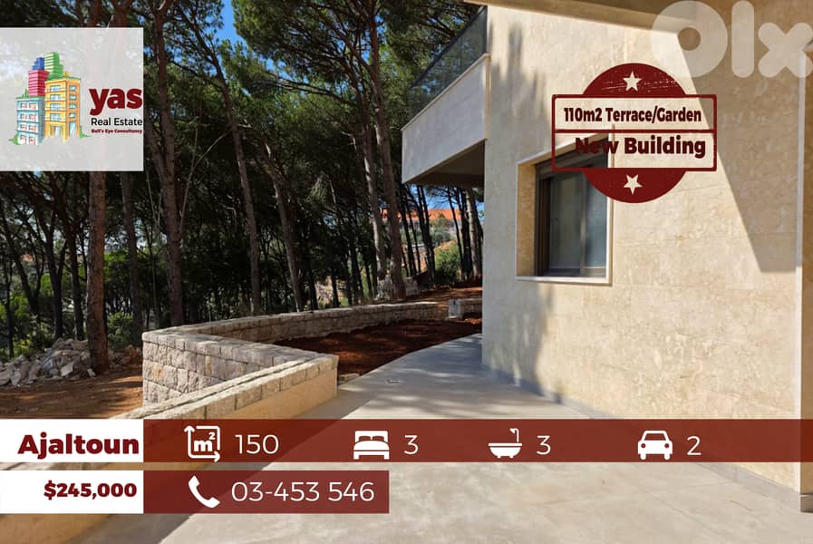 Ajaltoun 150m2 | 110m2 Terrace | Mountain View | New | TO | 0