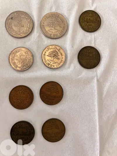 عدد كبير من عملات معدنية لبنانية قديمة من سنة ١٩٥٢ لغاية ١٩٧٨