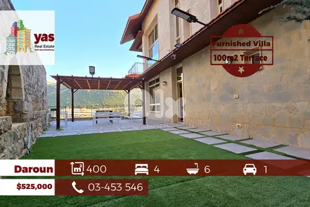 Daroun/Harissa 400m2 | 100m2 Terrace | Furnished Villa | High End | DA