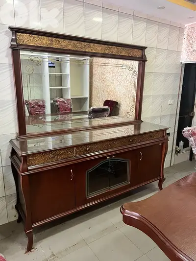 غرفة سفرة 6 كراسي خشب زان شبه جديدة