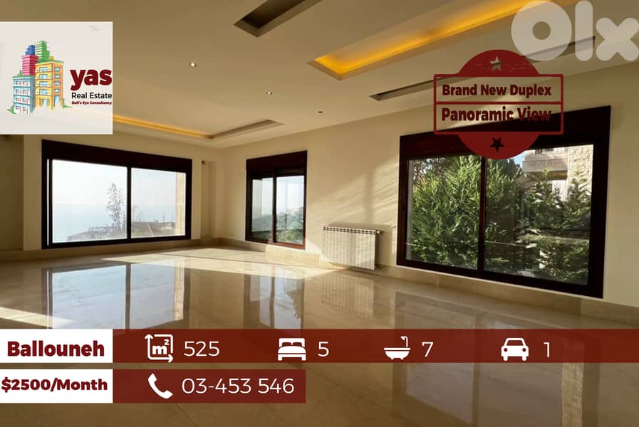 Ballouneh 525m2 | Brand New | Duplex | Panoramic View | Classy Area|KS 0