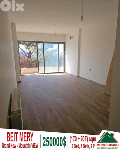 Brand New 170 sqm Apartment For Sale in Beit Mery with 90 sqm Terrace