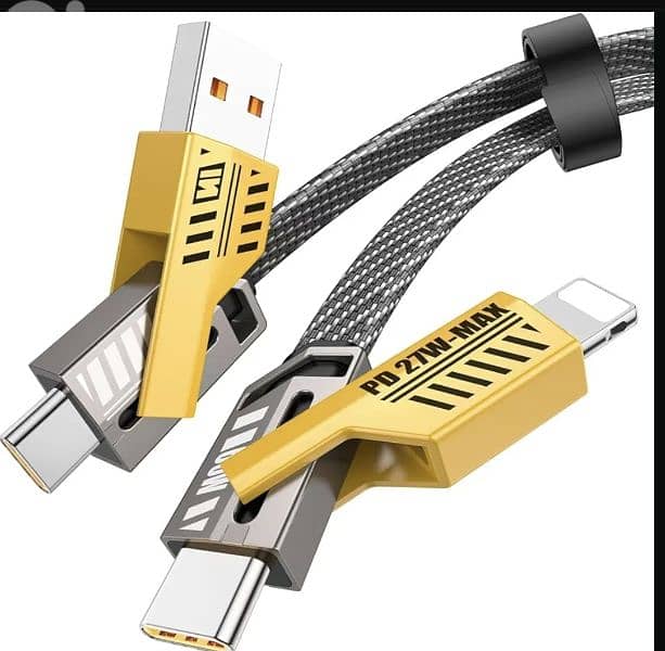Metal USB Charging Cable 4-in-1 Nylon Type C/USB A. /4$ delivery 0