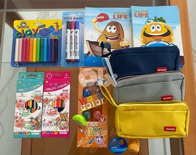 Stationery, school needs and ustensiles