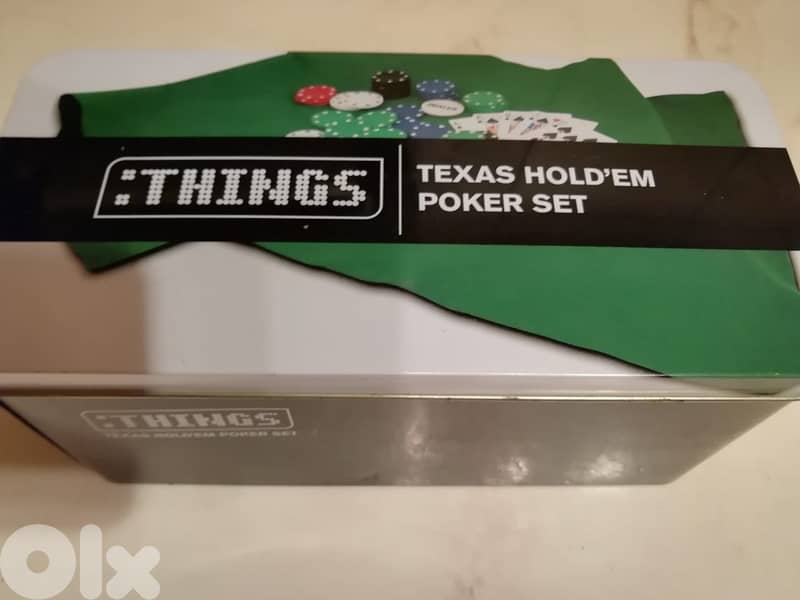 Things Texas hold em 200 Poker chips plus 2 used playing cards 1