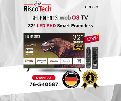 KB Elements 32"-Inch Led TV FHD Smart | تلفزيون 32 إنش كفالة سنة