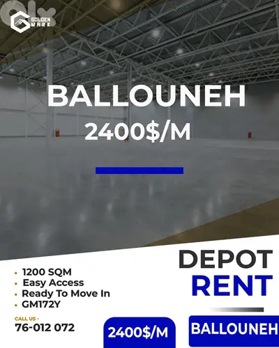 GMK172YAJ - Depot for rent in Ballouneh - مستودع للإيجار في بلونة