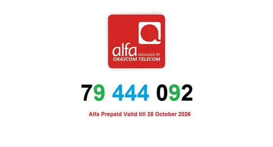 79 444 092 Alfa Special Prepaid Line (تشريج) (صالح حتى 28 أكتوبر 2026)