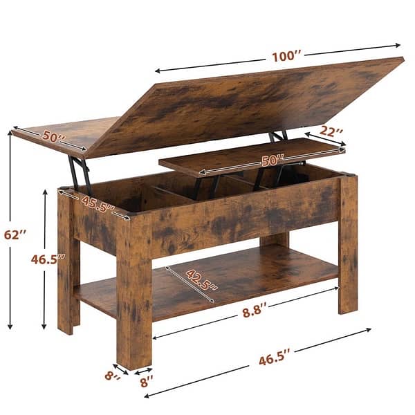 3-in-1 Multifunctional Lift-Top and Folding Coffee Table 0