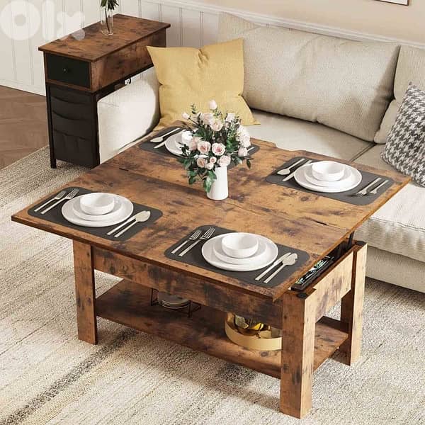 3-in-1 Multifunctional Lift-Top and Folding Coffee Table 3