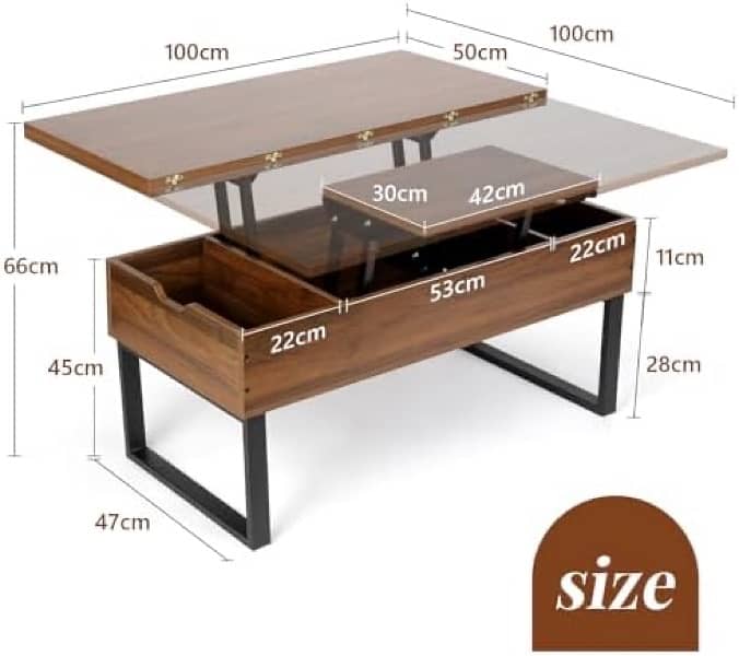 VOWNER Folding Coffee Table, 3-in-1 8