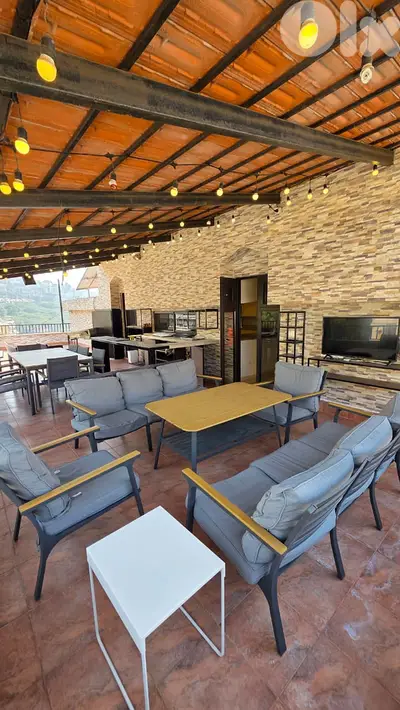 SEA VIEW FURNISHED APARTMENT IN BROUMANA WITH HUGE TERRACE, (BR-359)