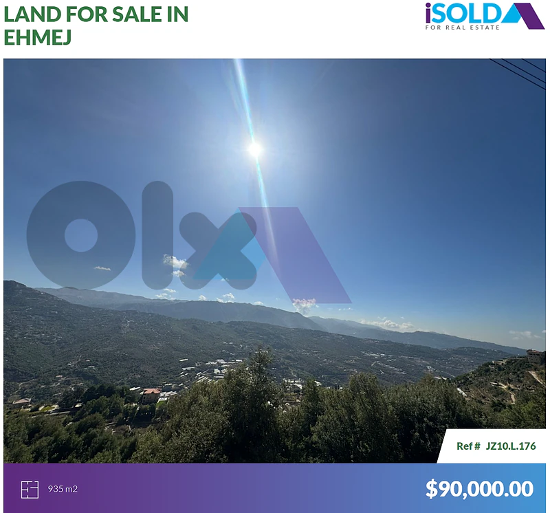 935m2 Catchy Land 4Sale+open View 4sale in Ehmej/Torzaya - أرض في إهمج
