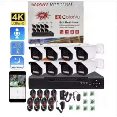 Kit 8 Channels - Full HD 4K CCTV - Kit Color - VU + Cables