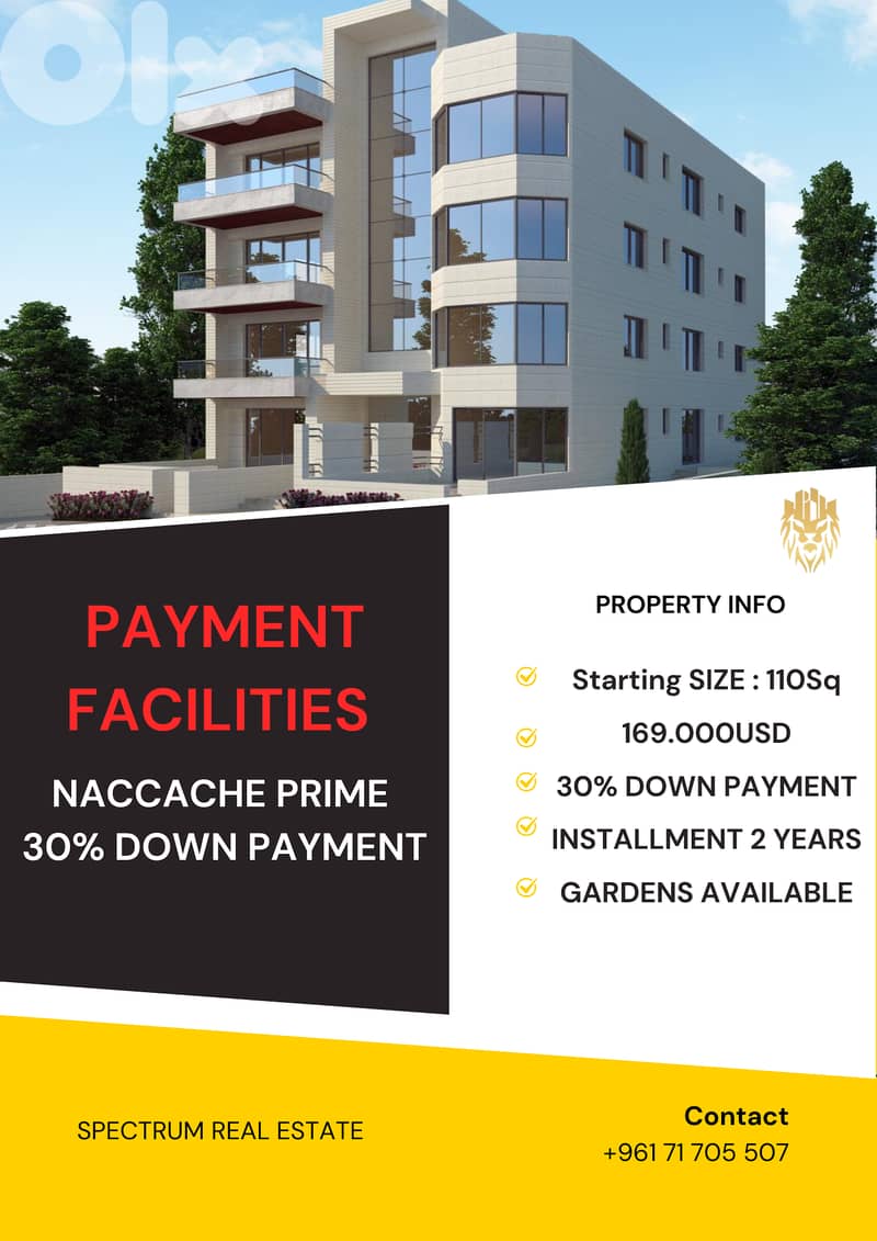 PAYMENT FACILITIES IN NACCACHE PRIME 30% DOWN PAYMENT, (NAC-155) 0