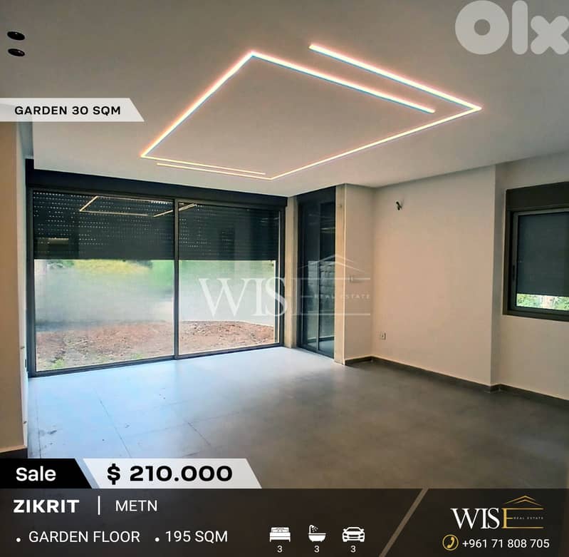 Stunning 195 SQM Apartment with Garden for SALE in Zikrit! 0