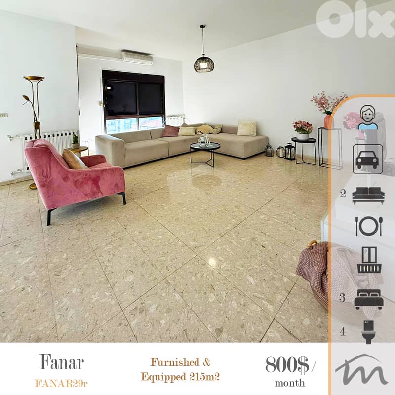 Fanar | Furnished & Equipped 215m² Ap | Prime Location | Catchy Rental 0