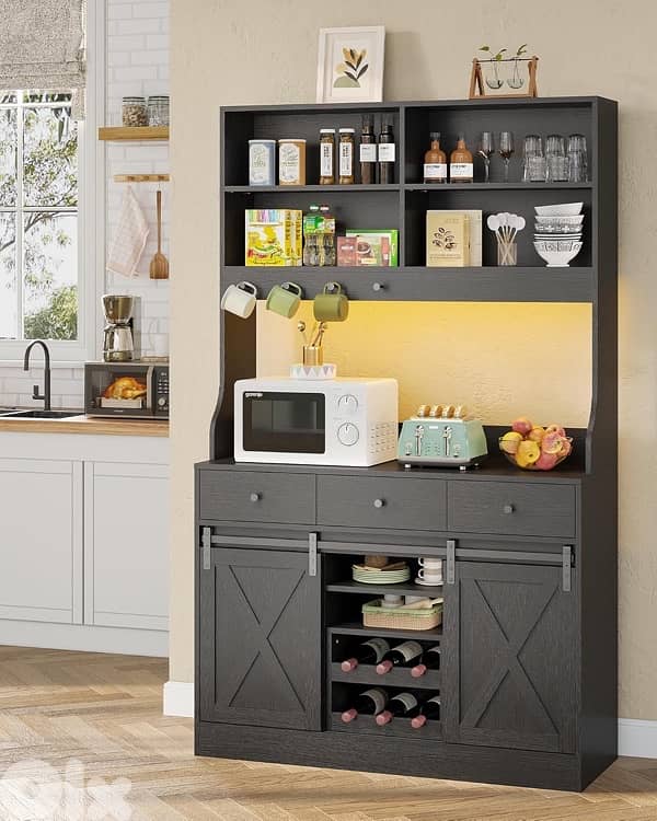 Kitchen Cabinet, Sideboard with LED Lighting, 0