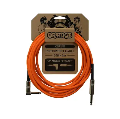 Orange Crush 20' Instrument Cable, Angled to Straight Connector, Orang