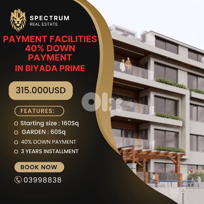 PAYMENT FACILITIES IN BIYADA PRIME 40% DOWN PAYMENT, (BI-182) 0