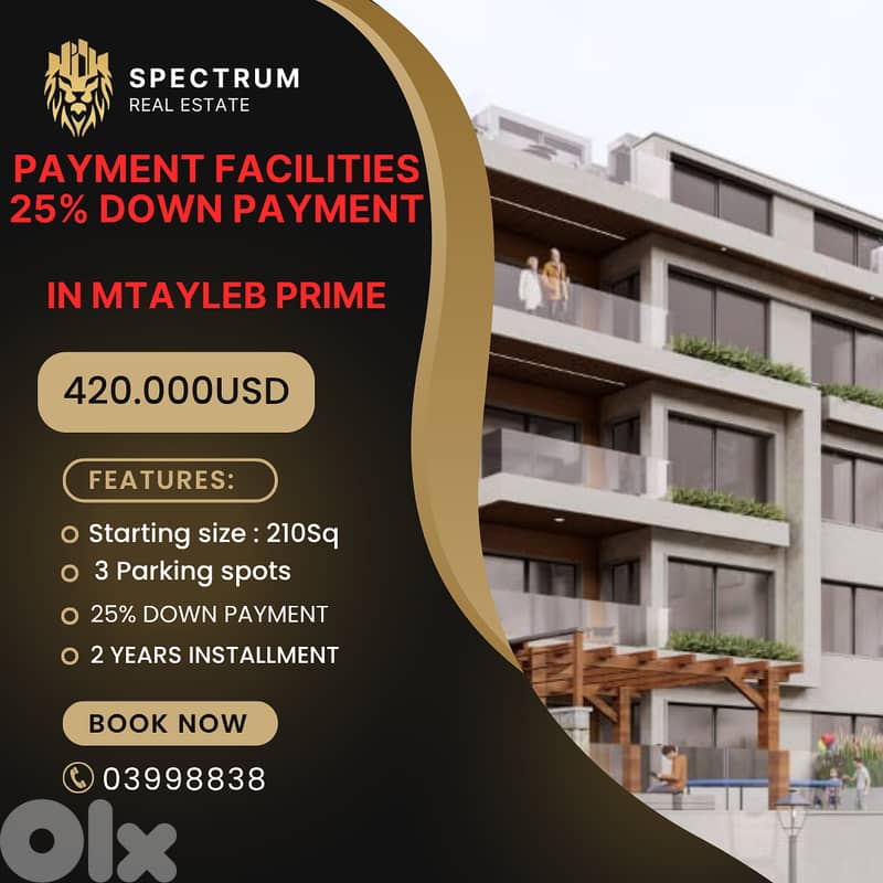 PAYMENT FACILITIES IN MTAYLEB PRIME 25% DOWN PAYMENT, (BC-124) 0