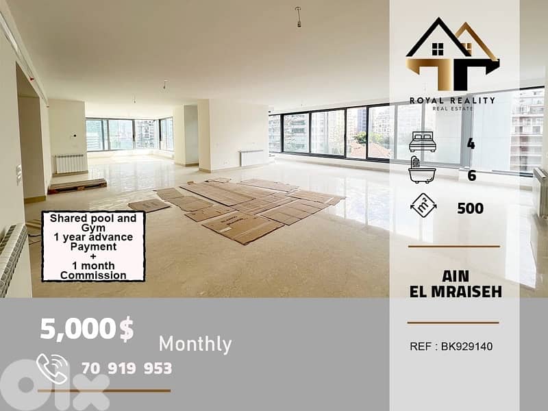 apartments for rent in ain al mraiseh beirut شقق للايجار في عين مريسة 0