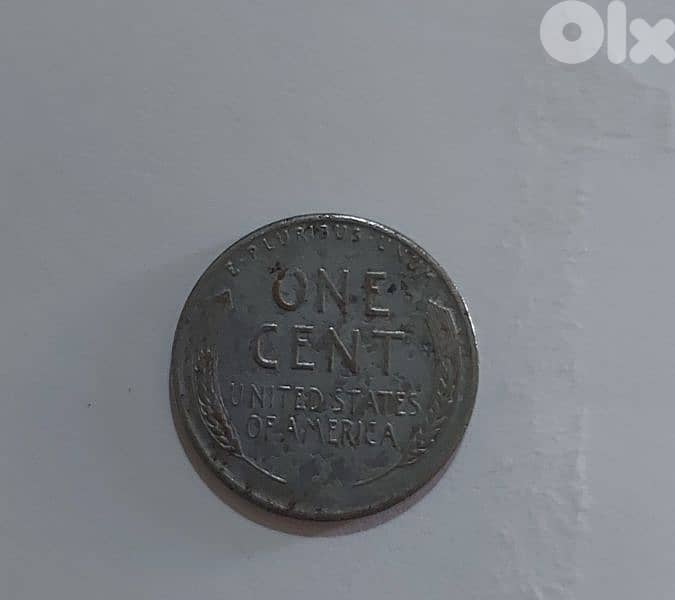 White World War II  USA  Lincolin Wheat cent coin year 1943 1