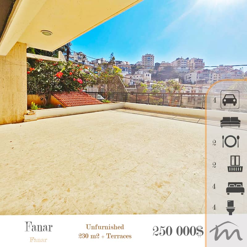 Fanar | 4 Bedrooms 230m² + 80m² Terraces | 4 Parking Spots | Balcony 0