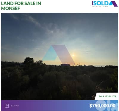 3735m2 Prime Land+Sea view 4sale in Monsef/Jbeil - أرض للبيع في المنصف