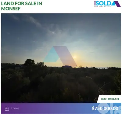 3735m2 Prime Land+Sea view 4sale in Monsef/Jbeil - أرض للبيع في المنصف