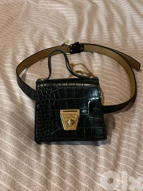 Black mini cross bag with belt 1