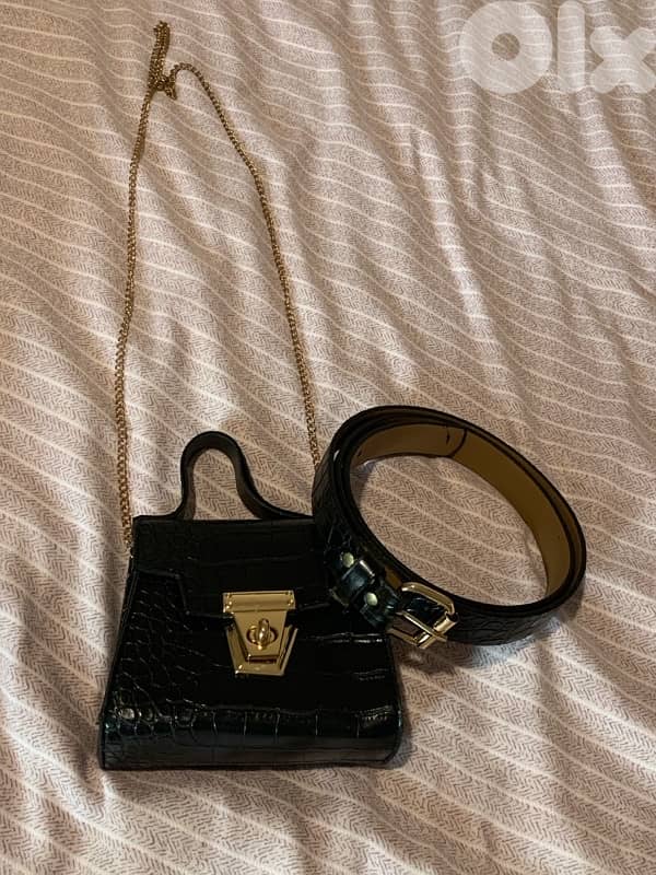 Black mini cross bag with belt 3