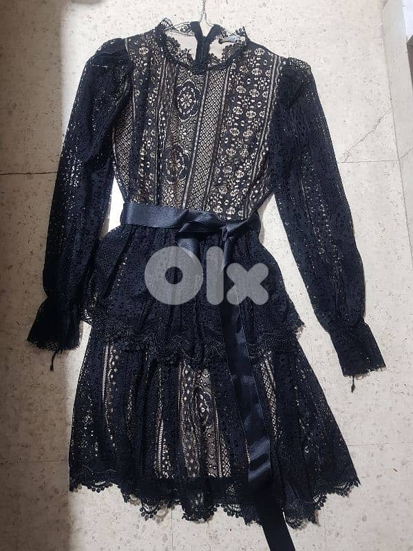 dress dentelle black sportchic size small new and under beige 0