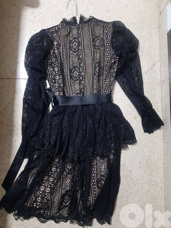 dress dentelle black sportchic size small new and under beige 1