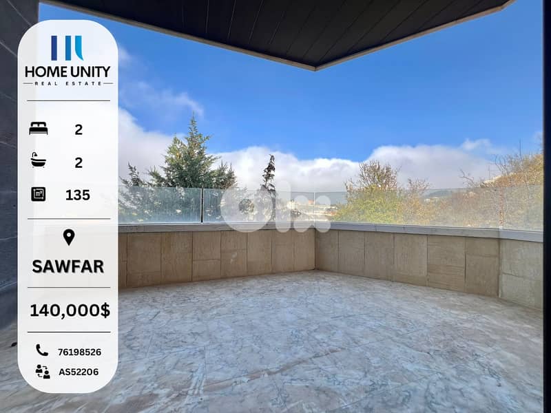 brand new 135 sqm apartment with terrace for sale in sawfar 0