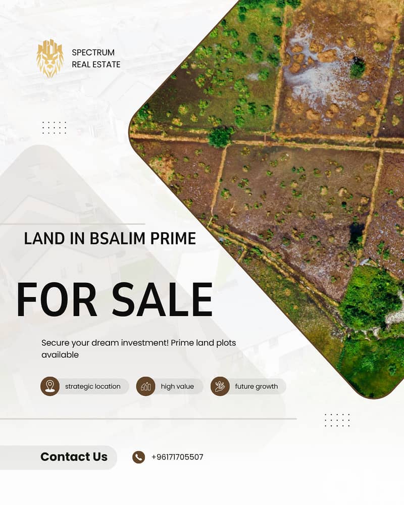 500$/Sq LAND FOR SALE IN BSALIM PRICE, ZONE 30/90, (BS-193) 0