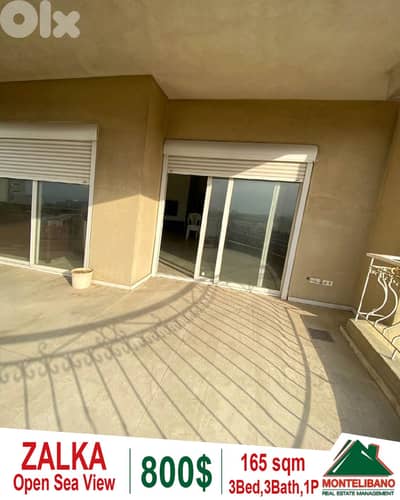 Fully Furnished 165sqm Apartment For Rent in Zalka with Open Sea View