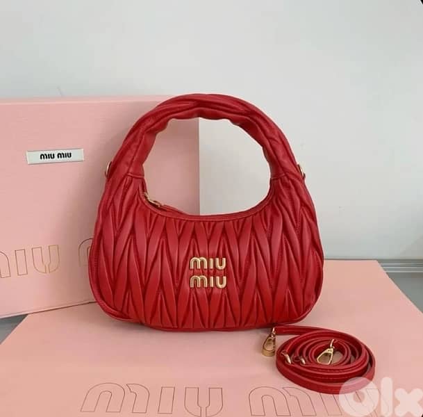 Copy A miumiu red bag big size with strap 0