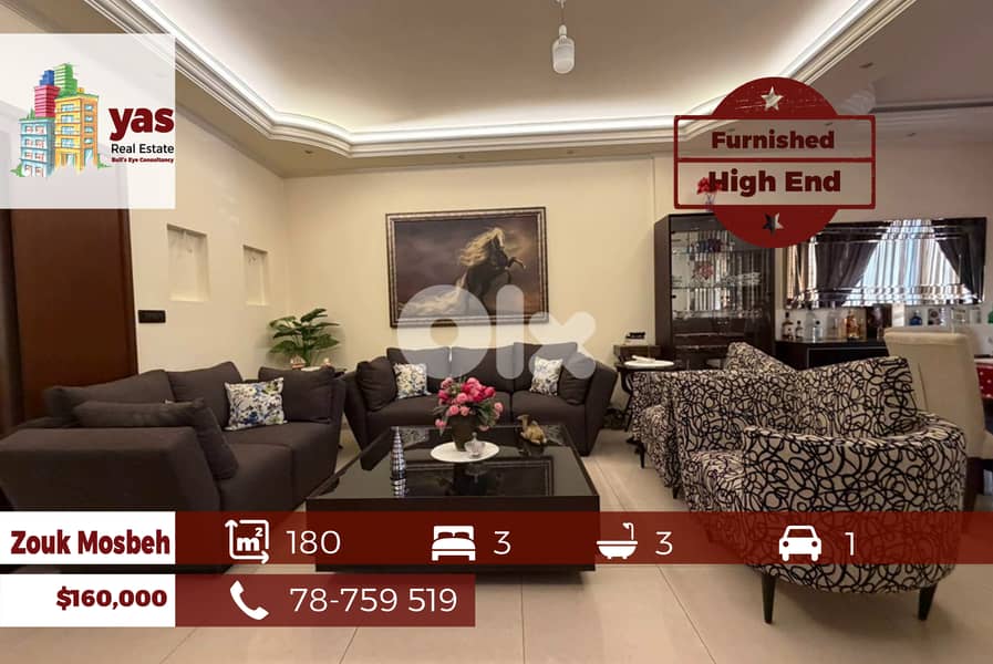 Zouk mosbeh 180m2 | Furnished | Well Maintained | High End | EL 0