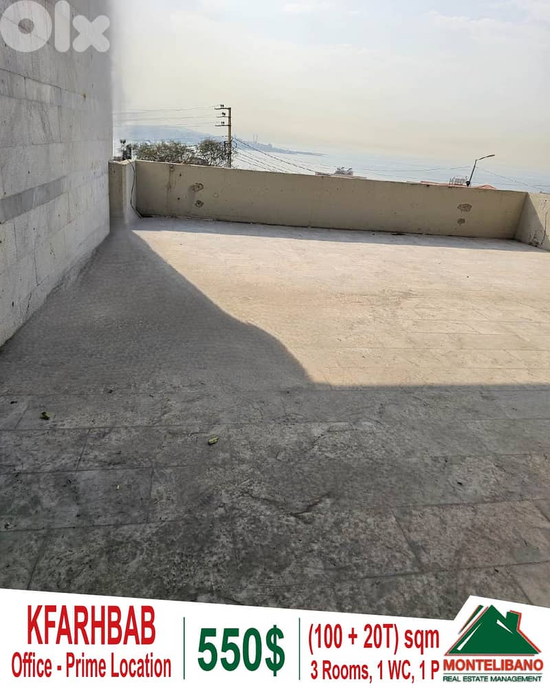 Prime Location 100sqm Office For Rent in Kfarhbab with 20 sqm Terrace 0