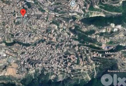 1100 m2 land + open mountain/sea view for sale in Blat - بلاط