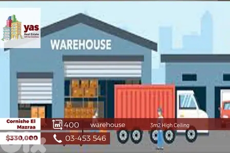 Cornishe El Mazraa 400m2 | Spacious Warehouse | Prime area | TY/MCH |