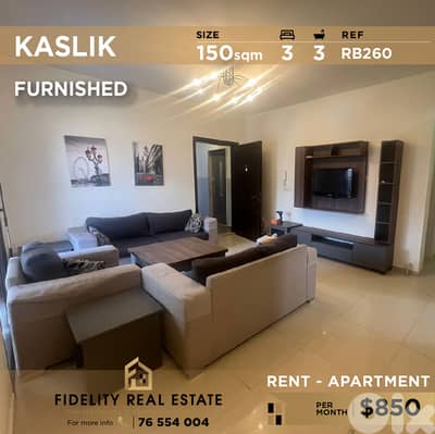 Apartment for rent in Kaslik RB260 شقة مفروشة للإيجار في الكسليك