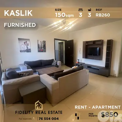Apartment for rent in Kaslik RB260 شقة مفروشة للإيجار في الكسليك
