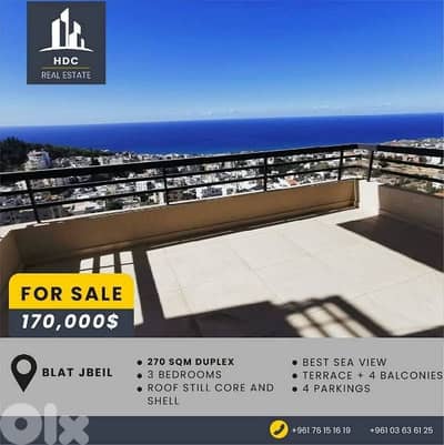 Mastita Jbeil Panoramic Sea view 270 sqm Duplex ( 135 m each floor)