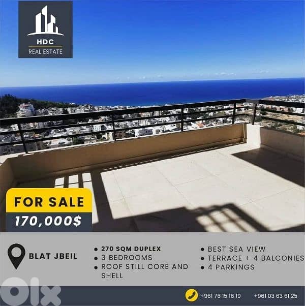 Mastita Jbeil Panoramic Sea view 270 sqm Duplex ( 135 m each floor) 0