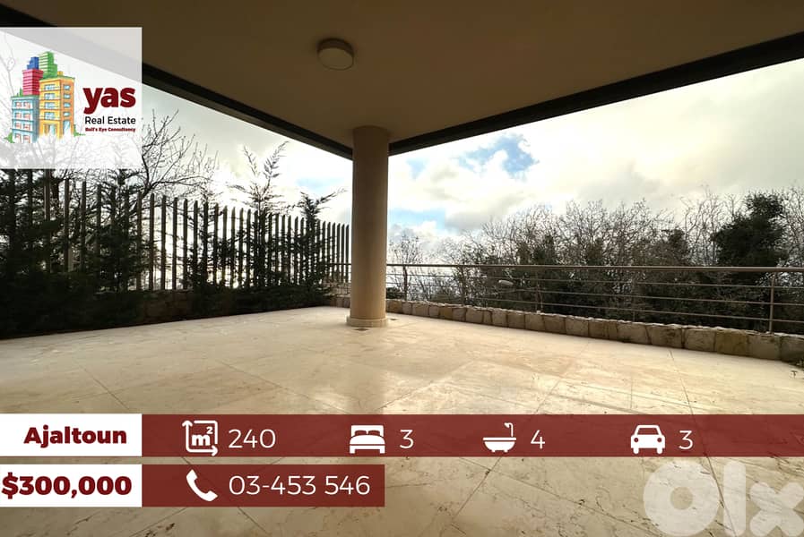 Ajaltoun 240m2 | 100m2 Terrace | Sea View | New | High-End |TO| 0